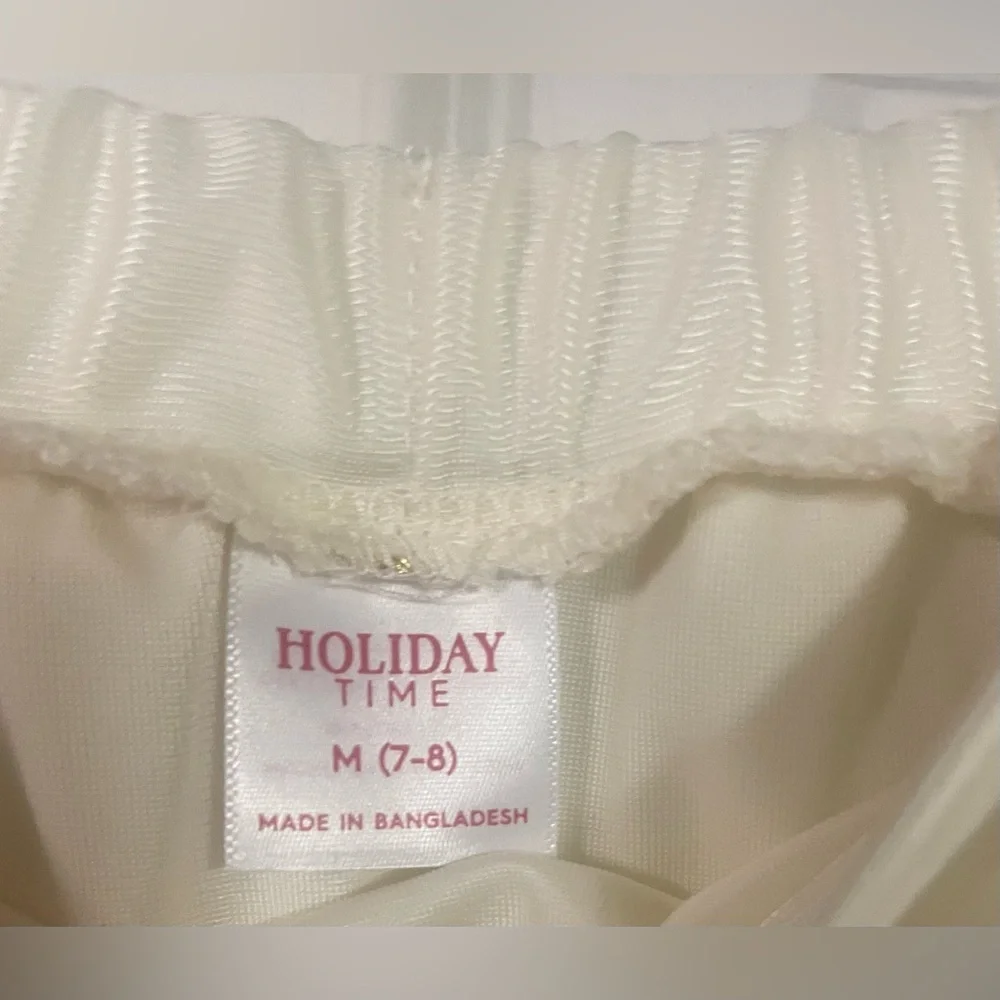 🔴3/$12 Holiday Time Cream Sequin Embellished Mesh Skirt! NWT! Size Medium (7-8)